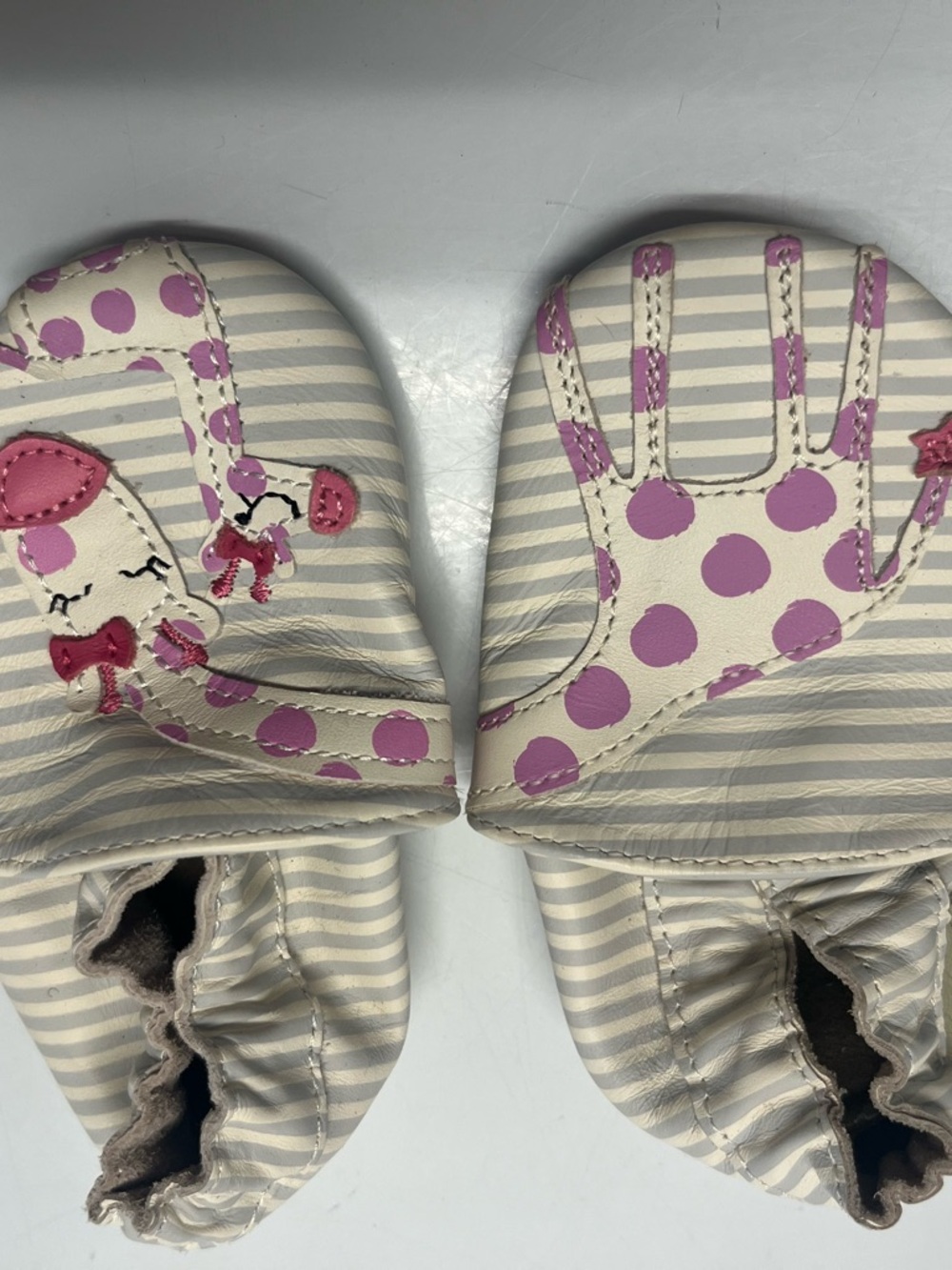 Robeez Cream & Pink Polka Dot Baby Soft Sole Shoes